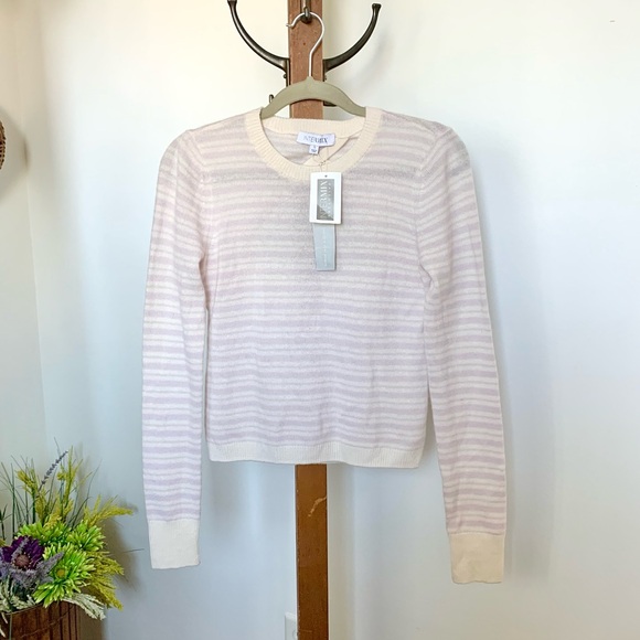 NWT Intermix Noelle Cashmere Striped Crossover Back Sweater - Picture 10 of 15